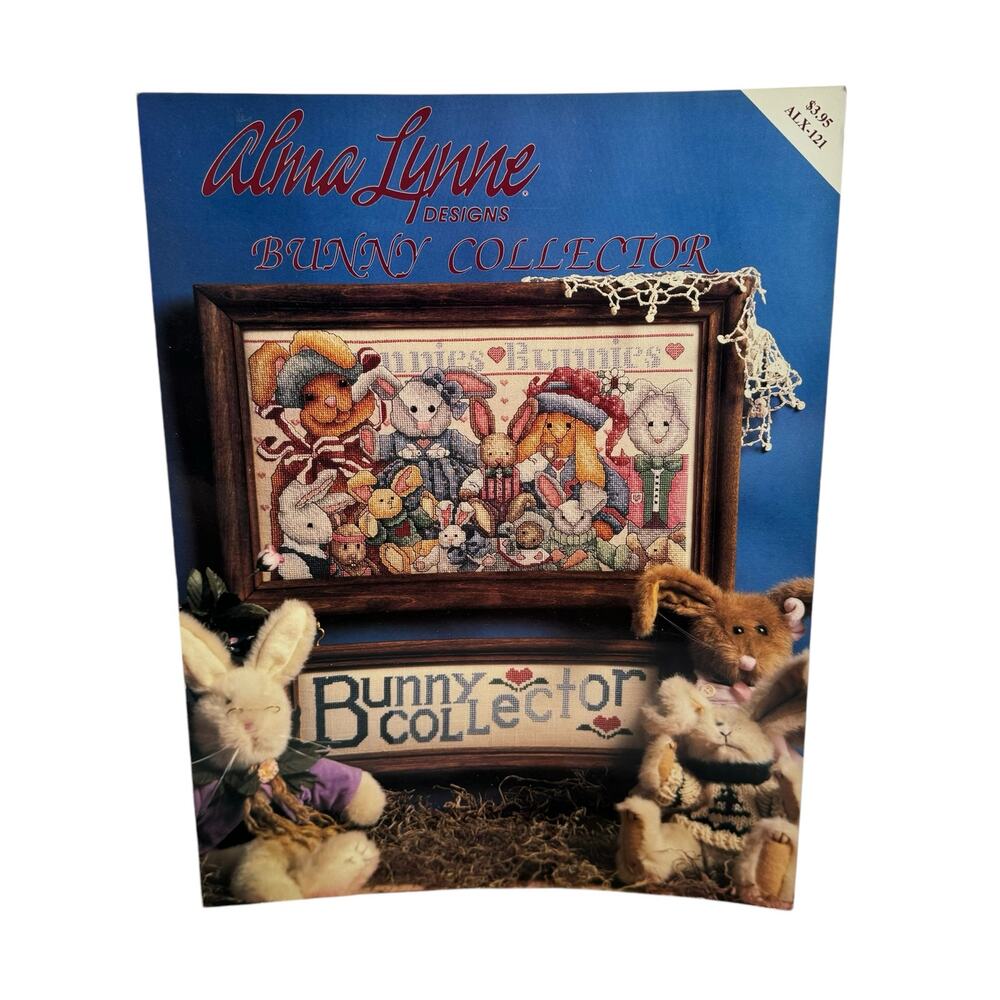 Vintage ALMA LYNNE DESIGNS Bunny Collector Cross Stitch Instruction Book 1995